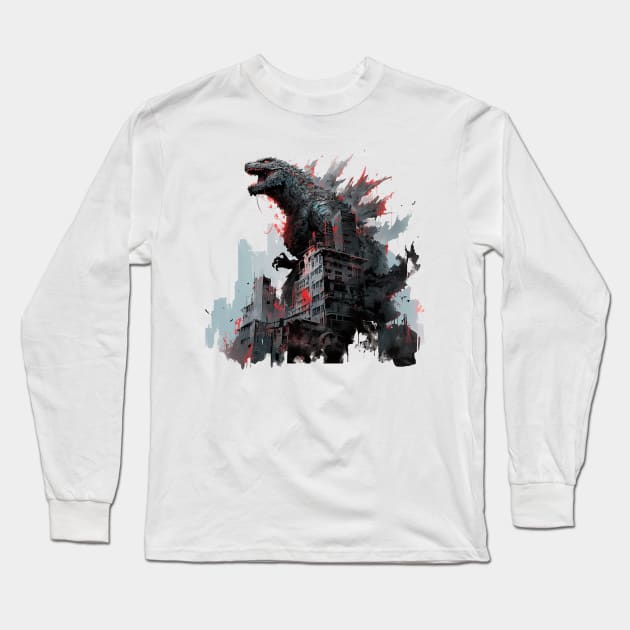 godzilla Long Sleeve T-Shirt by skatermoment